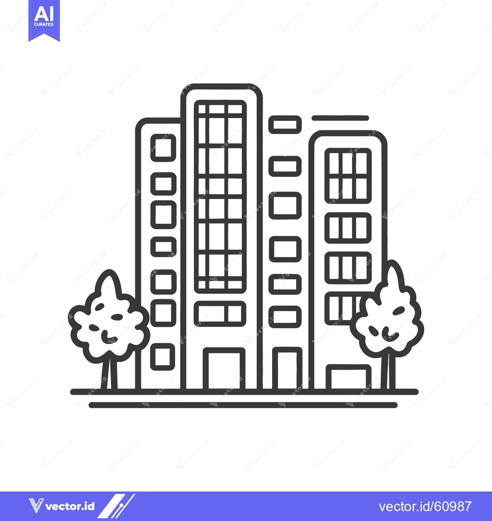 Premium Vector dari Apartment Buildings With Trees Landscaping Cityscape