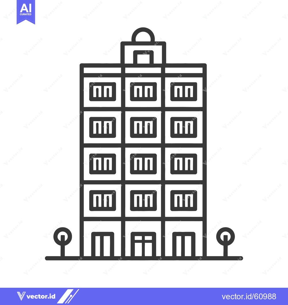 Premium Vector of Simple Line Drawing of a Multi Story Building