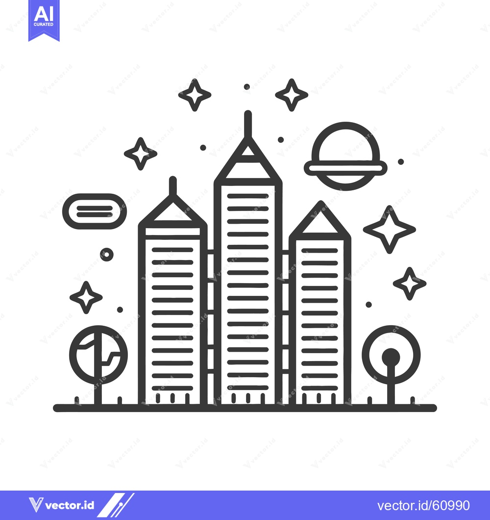 Premium Vector dari Futuristic Cityscape Underneath A Starry Night Sky