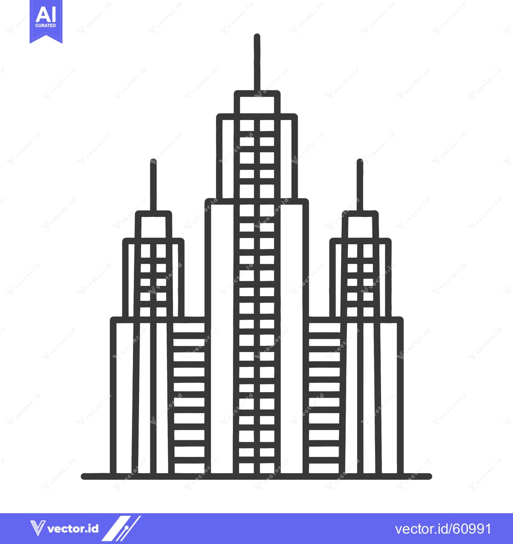 Premium Vector dari Three Tall Buildings Cityscape Modern Architecture Design