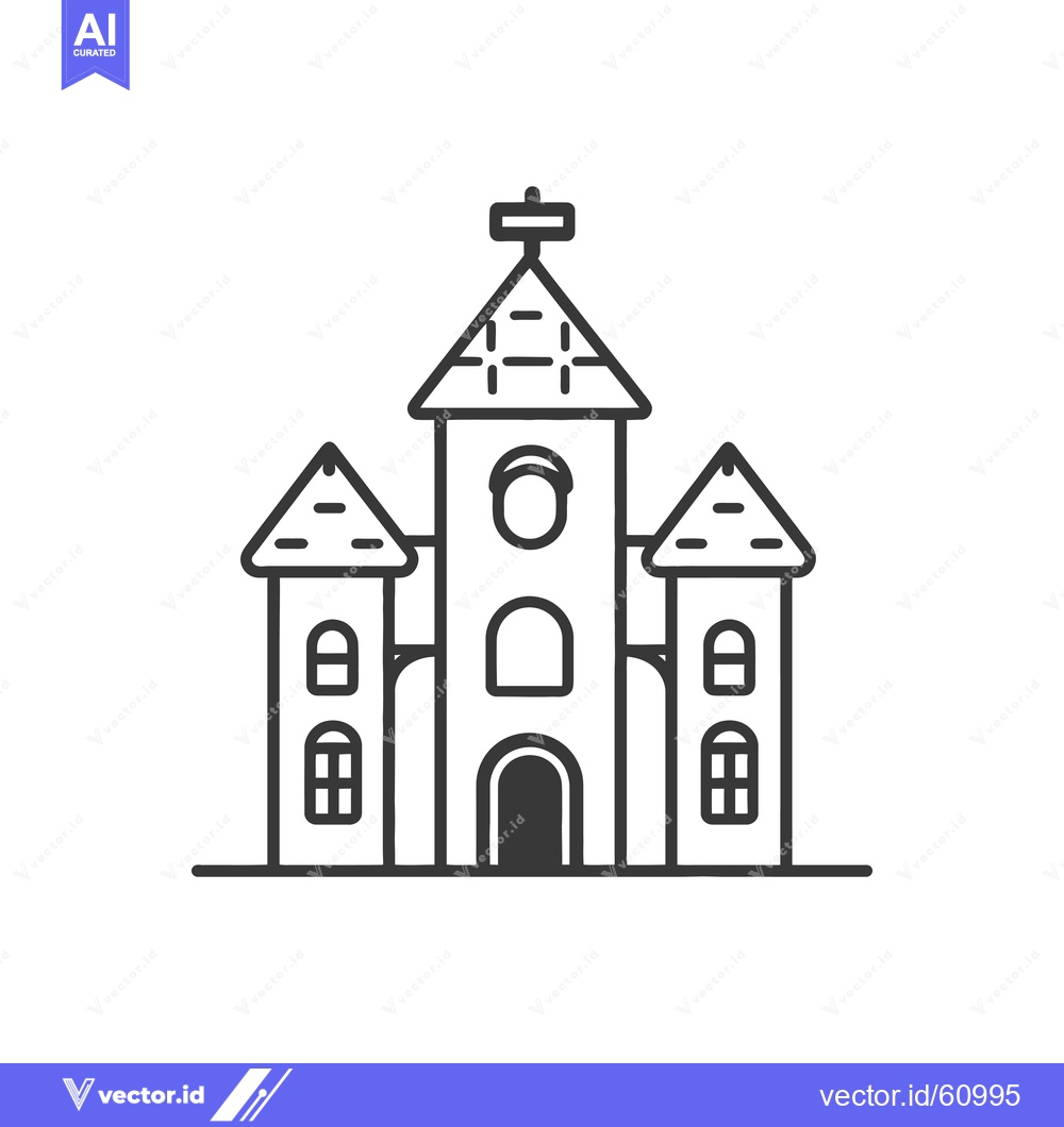 Premium Vector of Simple Line Drawing of a Church Building