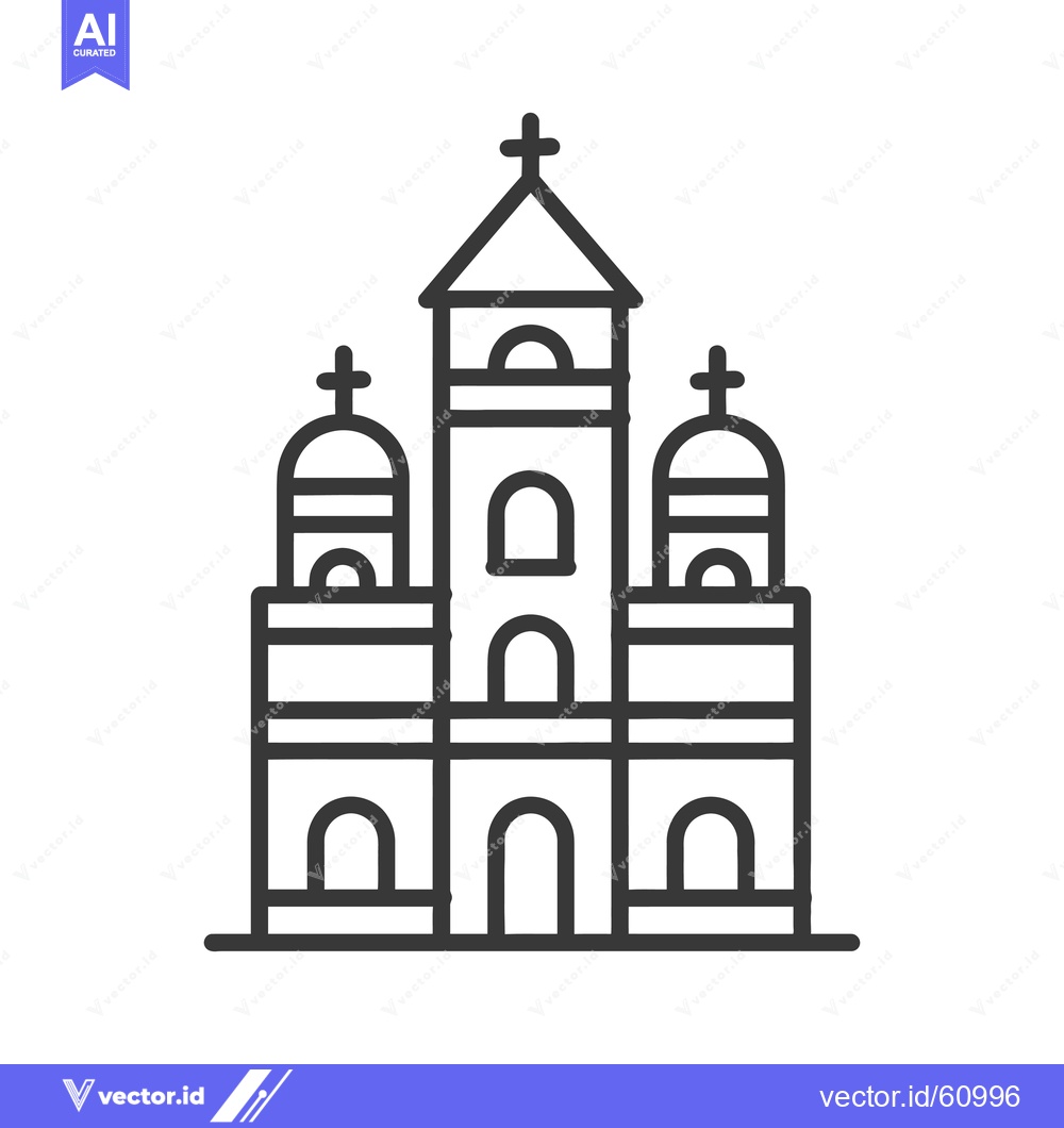 Premium Vector of A Simple Line Drawing Of A Church Building