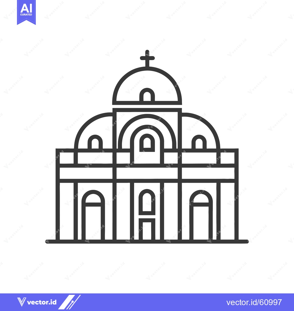 Premium Vector dari Line Drawing of a Classic Church Building