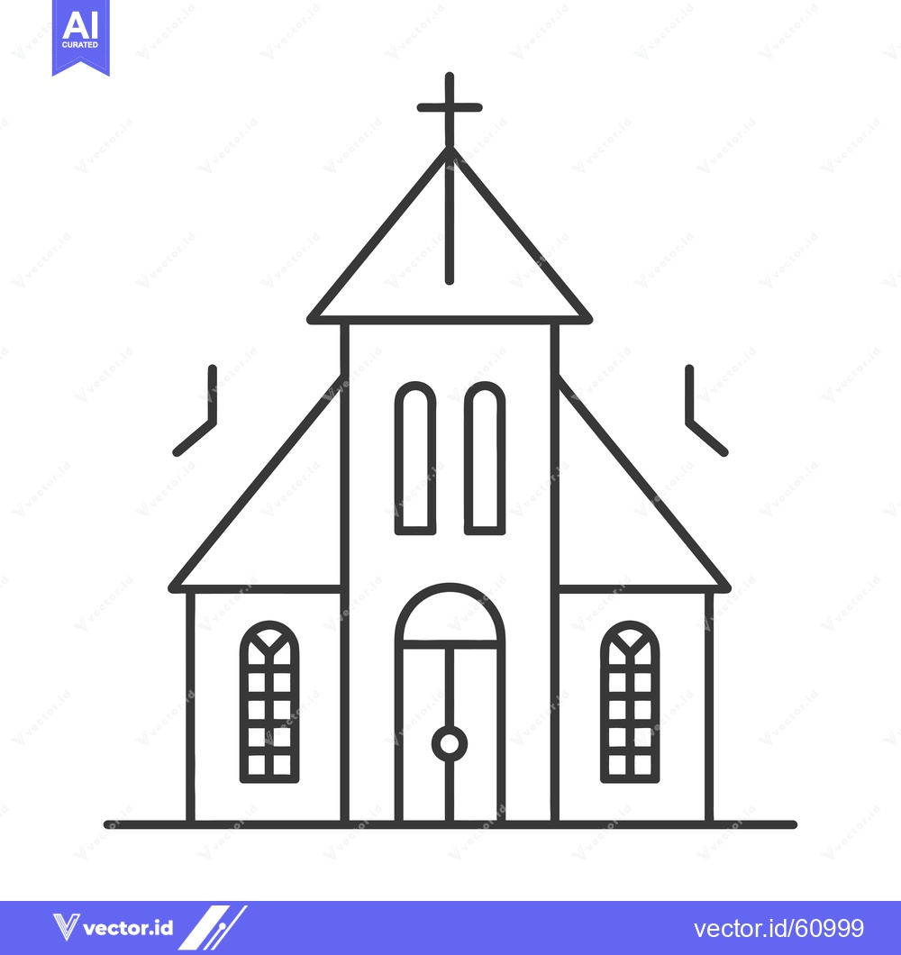Premium Vector of Simple Line Drawing of a Church Building