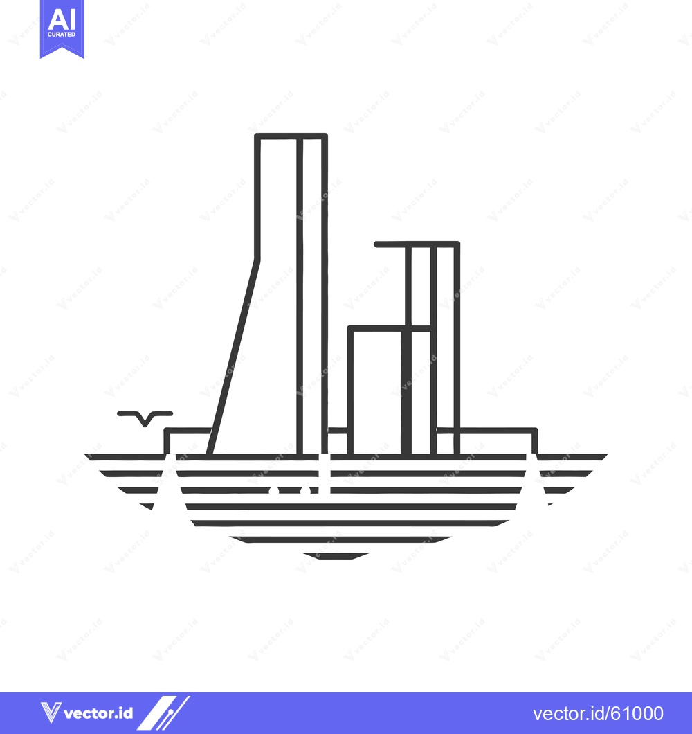 Premium Vector dari Cityscape illustration featuring tall buildings and a stylized waterfr