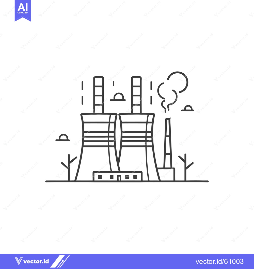 Premium Vector of Industrial Power Plant With Cooling Towers And Smoke