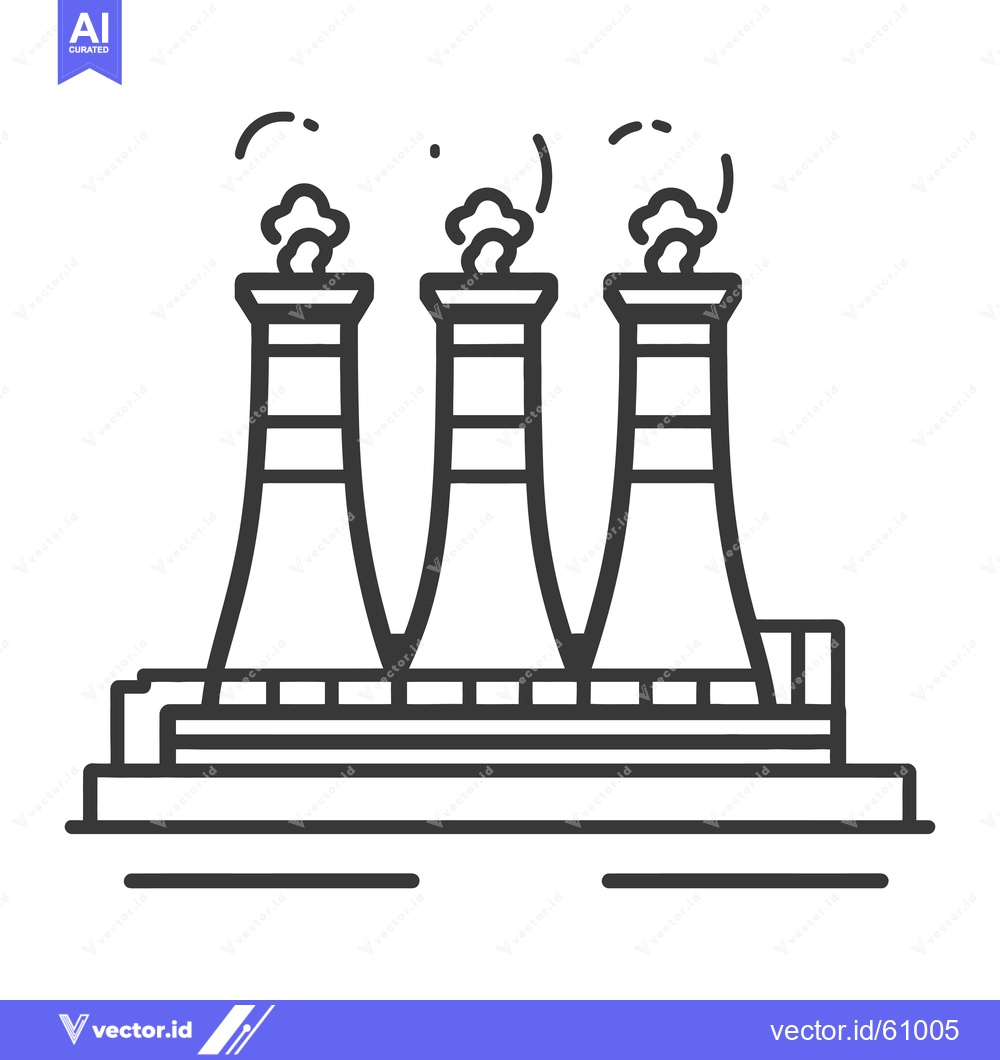 Premium Vector of Three Industrial Cooling Towers Emit Steam