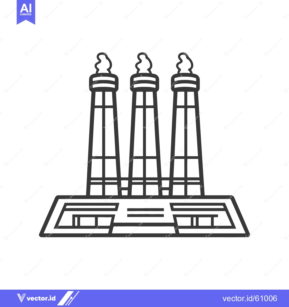 Premium Vector dari Industrial Power Plant With Three Tall Smokestacks