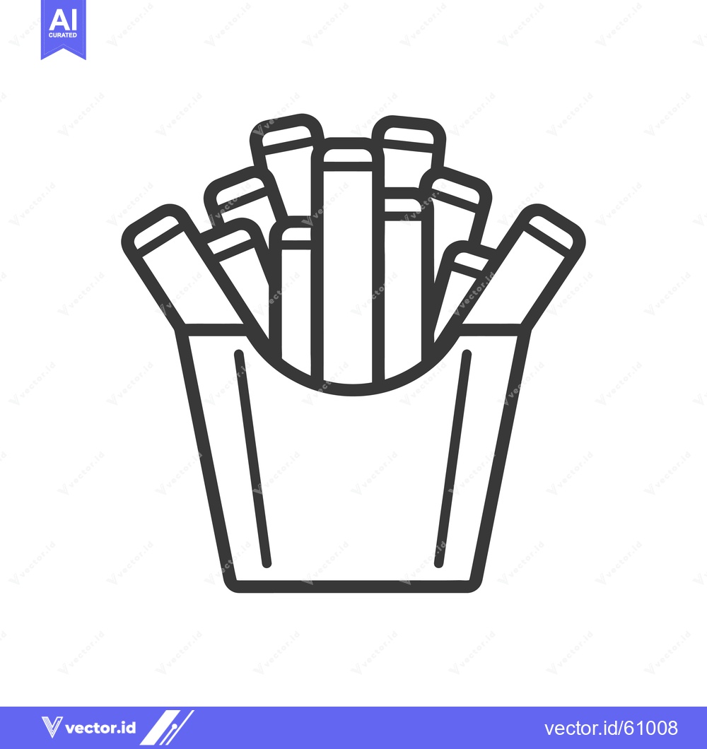 Premium Vector of French Fries in a Cardboard Container