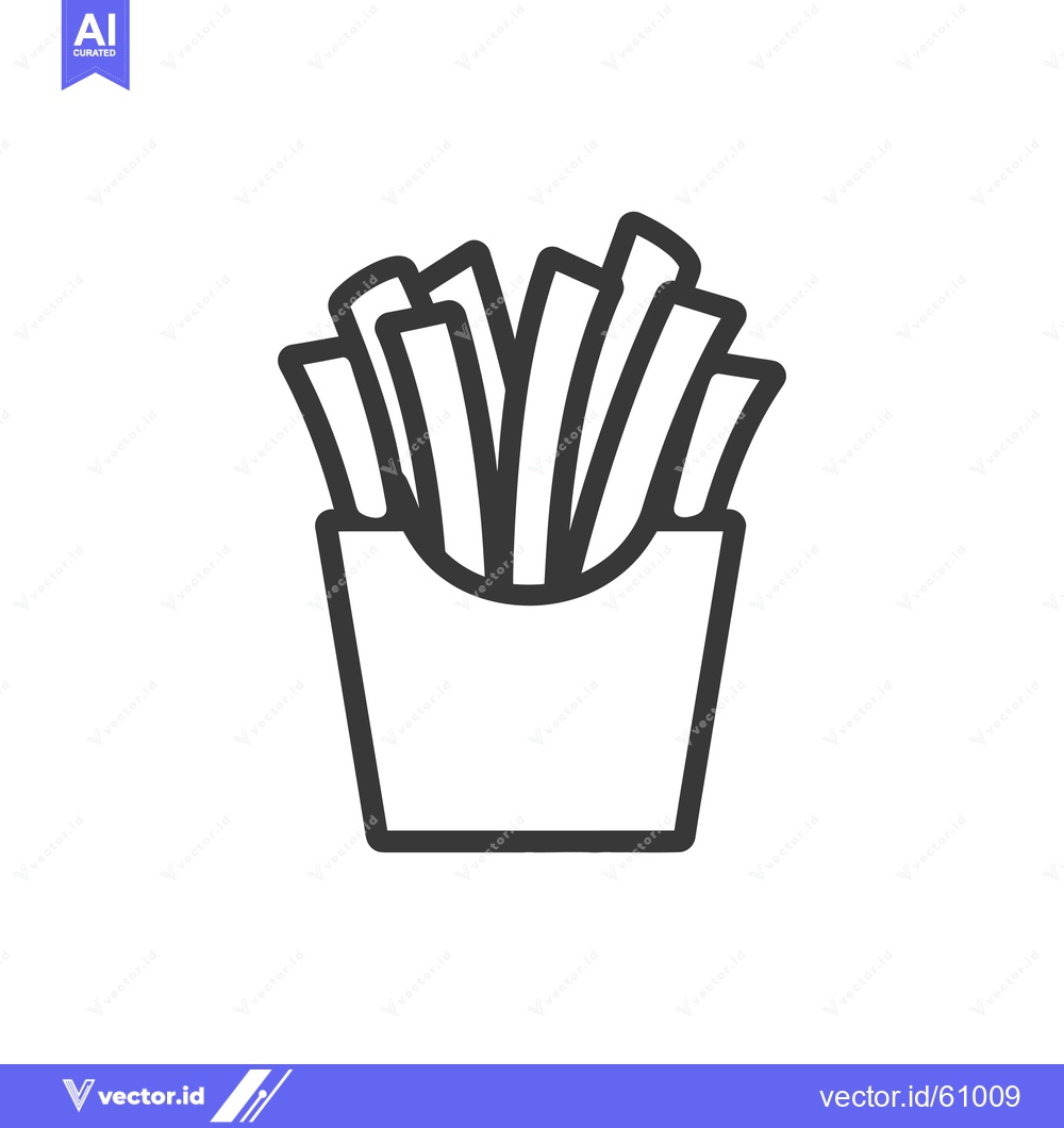 Premium Vector of French Fries in a Cardboard Container
