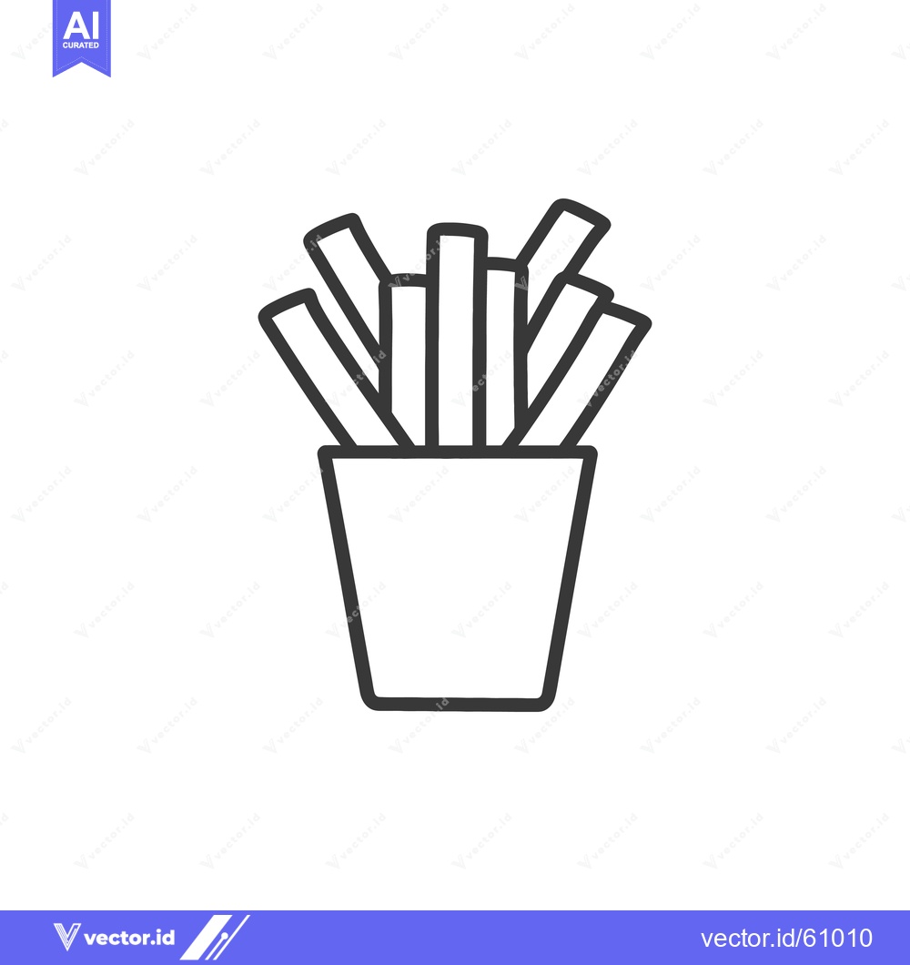 Premium Vector dari French Fries in a Paper Container Line Drawing