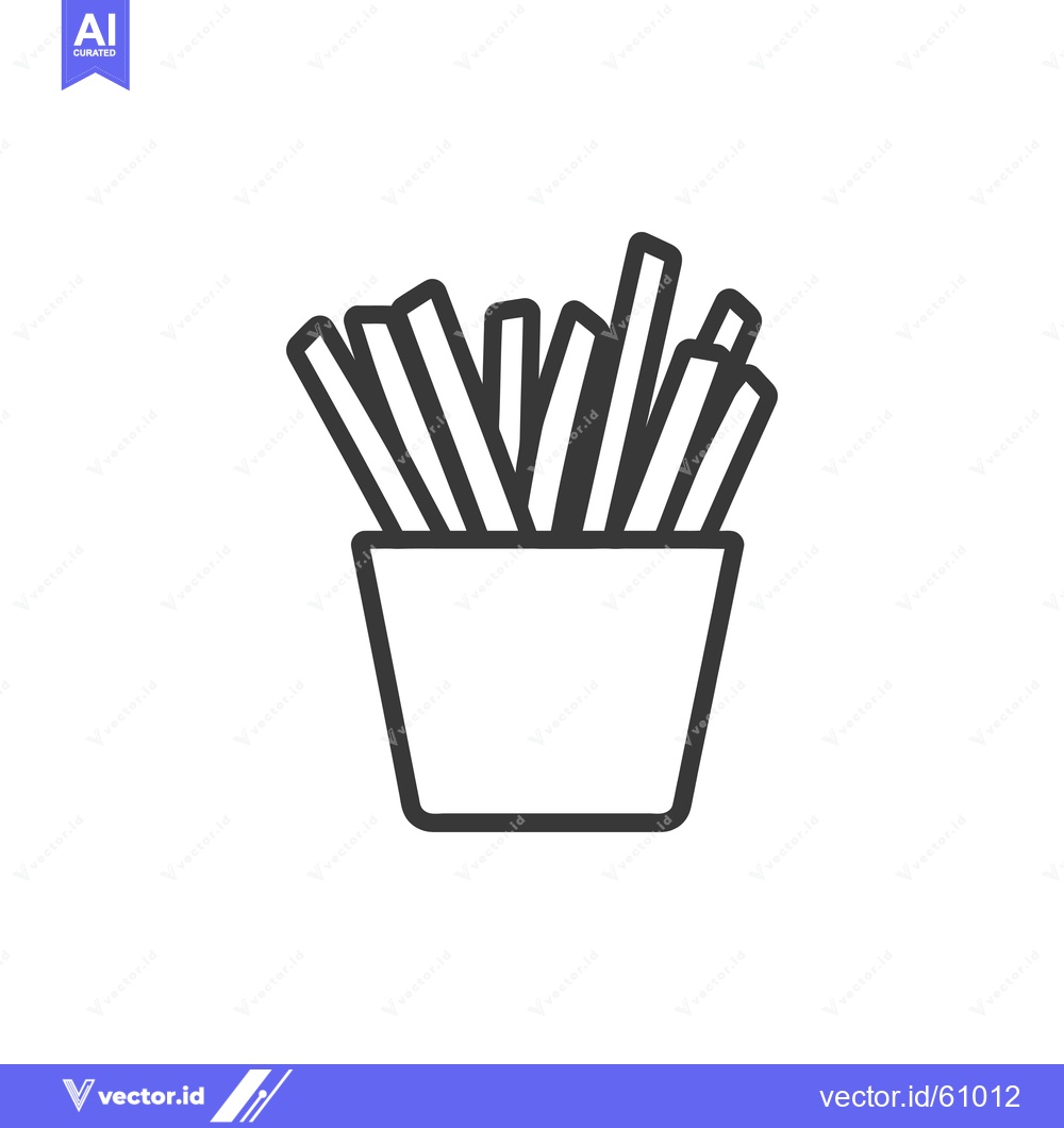 Premium Vector dari French Fries in a Paper Container Illustration