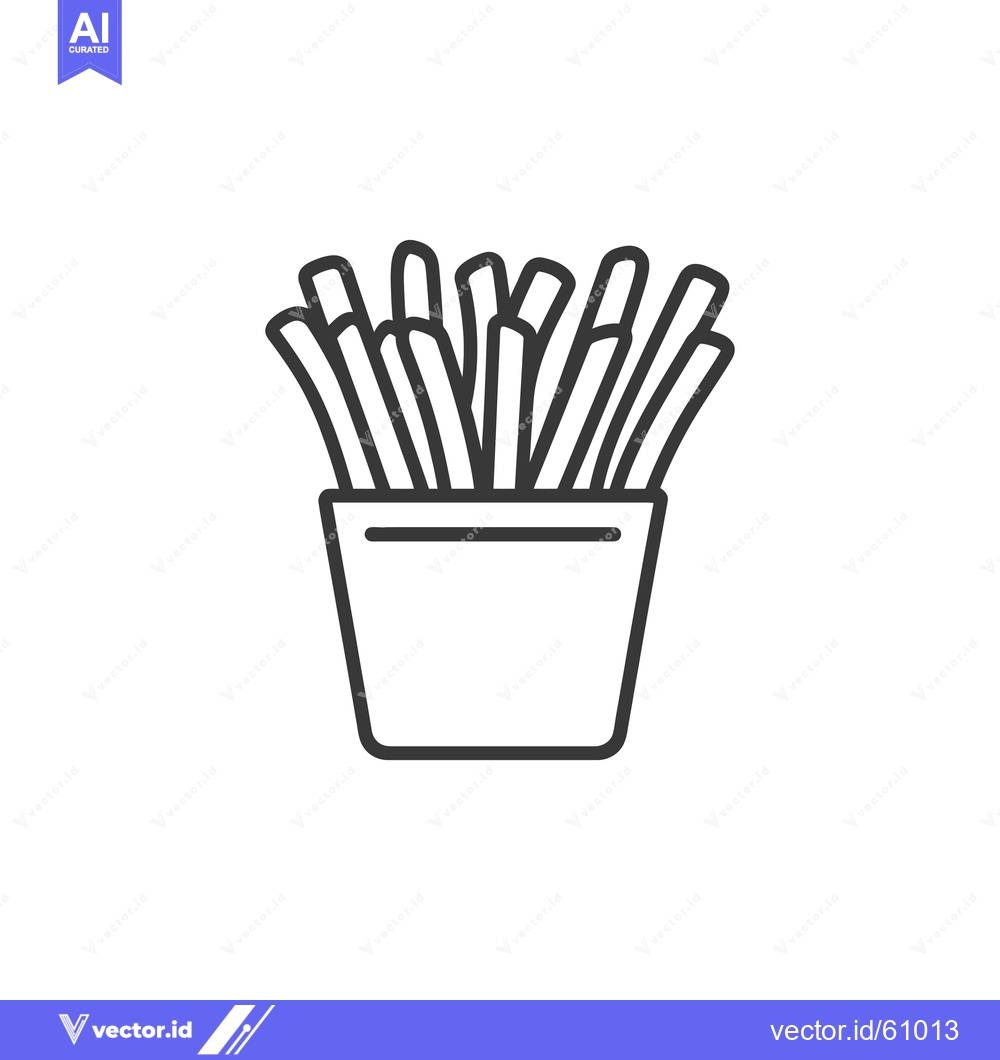 Premium Vector dari French Fries in a Paper Container Icon