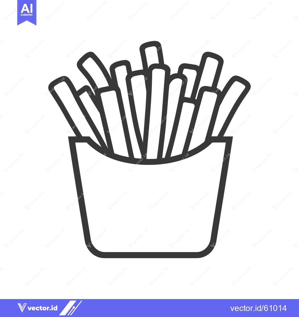 Premium Vector of French Fries in a Cardboard Container