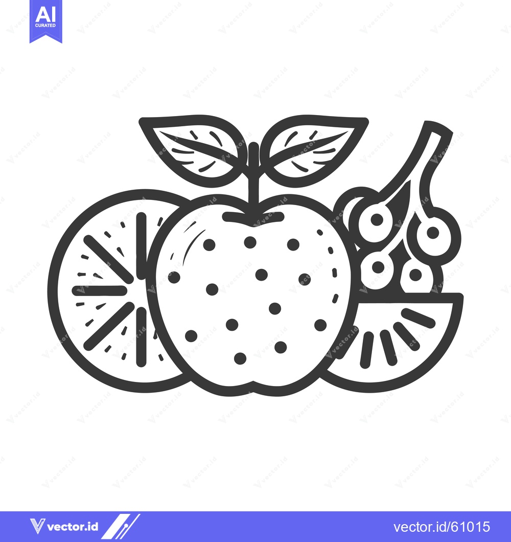 Premium Vector dari Apple Orange Kiwi and Berries Fresh Fruit Illustration