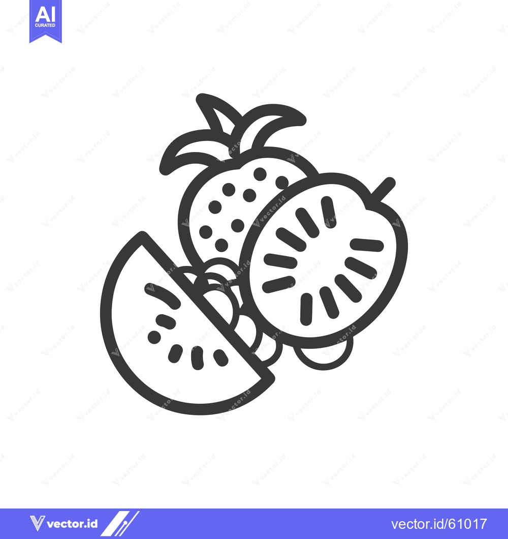Premium Vector of Line art illustration of strawberry and kiwi fruits