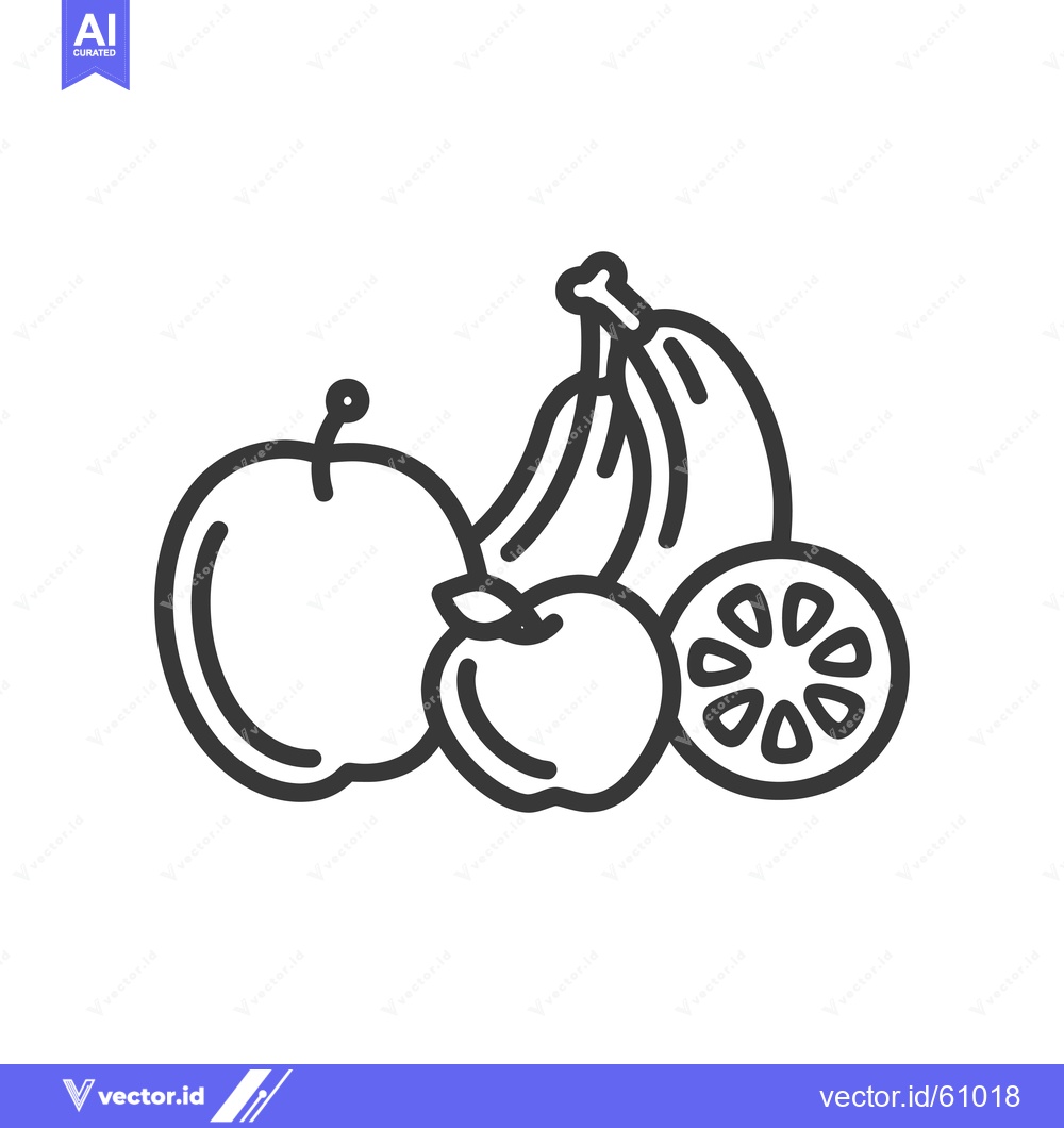 Premium Vector of A simple line drawing shows apples and bananas