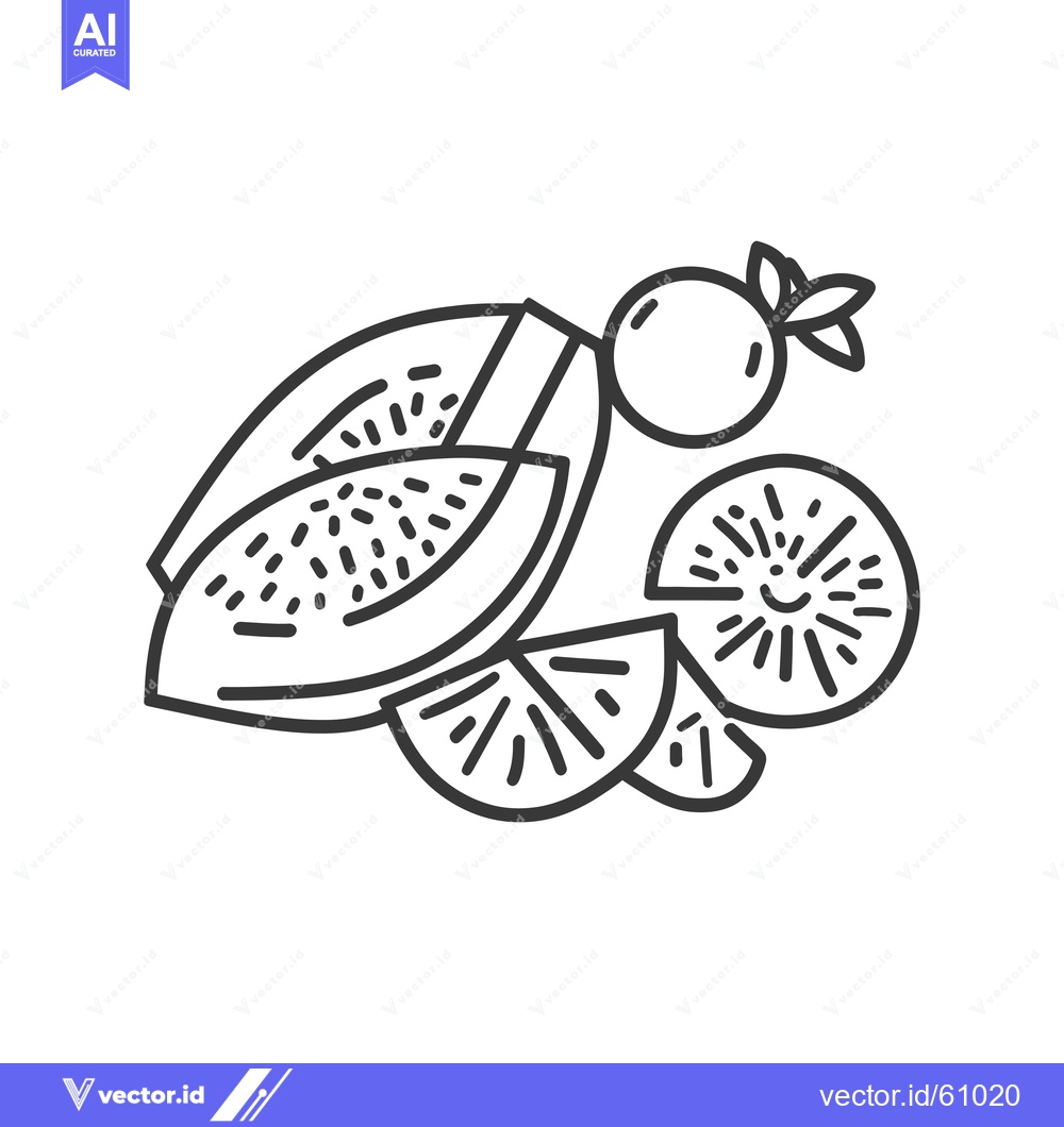 Premium Vector dari Sliced papaya melon and cherry fruit illustration