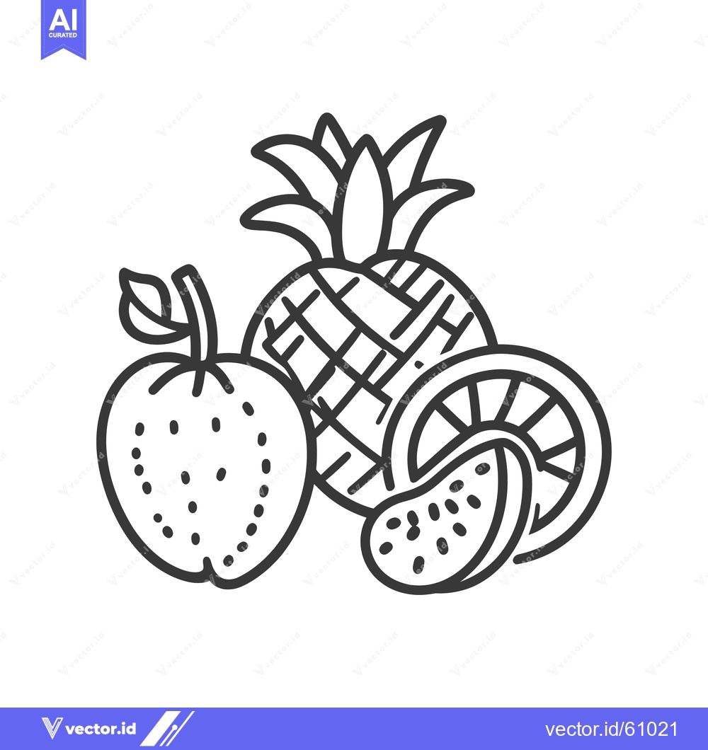 Premium Vector of A delightful assortment of fresh fruits includes pineapple apple and o