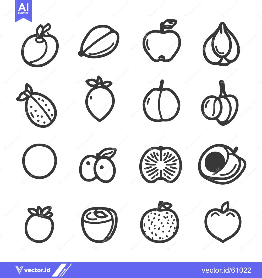 Premium Vector dari Collection of Simple Fruit Icons Line Art Drawings