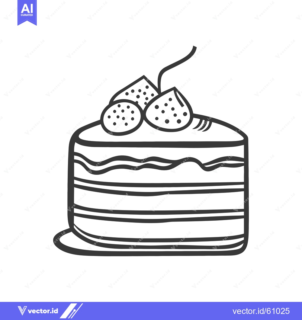 Premium Vector dari A Slice Of Strawberry Cake With Layers