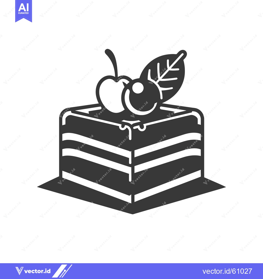 Premium Vector dari Delicious layered cake with cherries and leaf