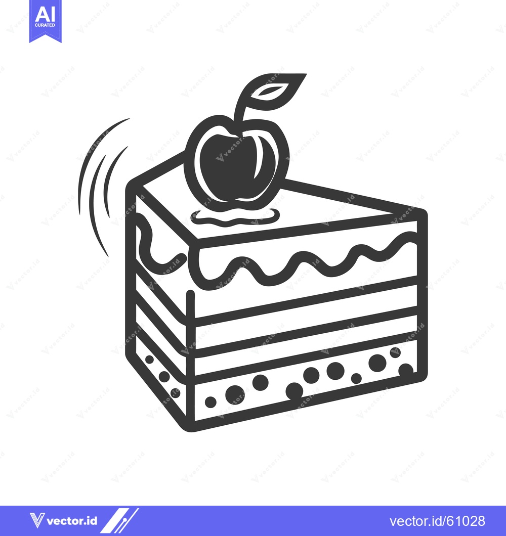 Premium Vector dari Delicious layered cake slice with cherry topping