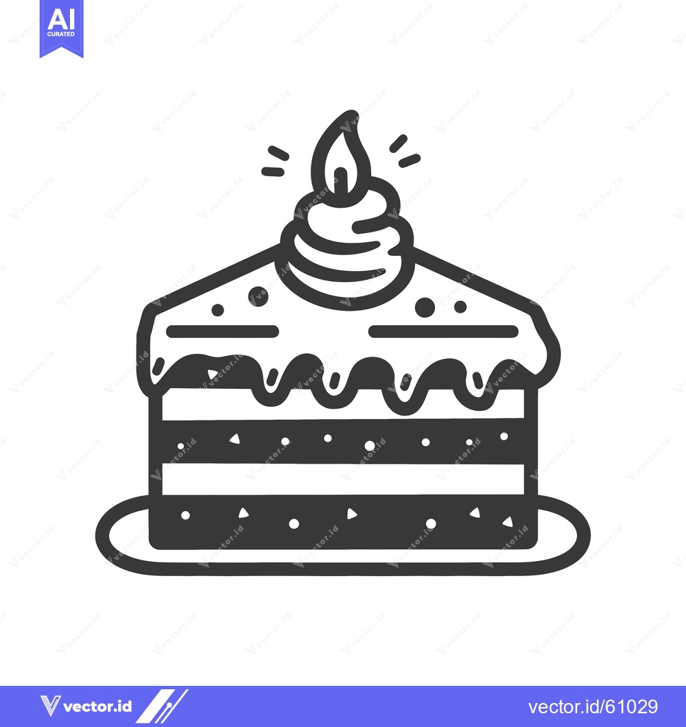 Premium Vector dari A single slice of cake with a candle on top