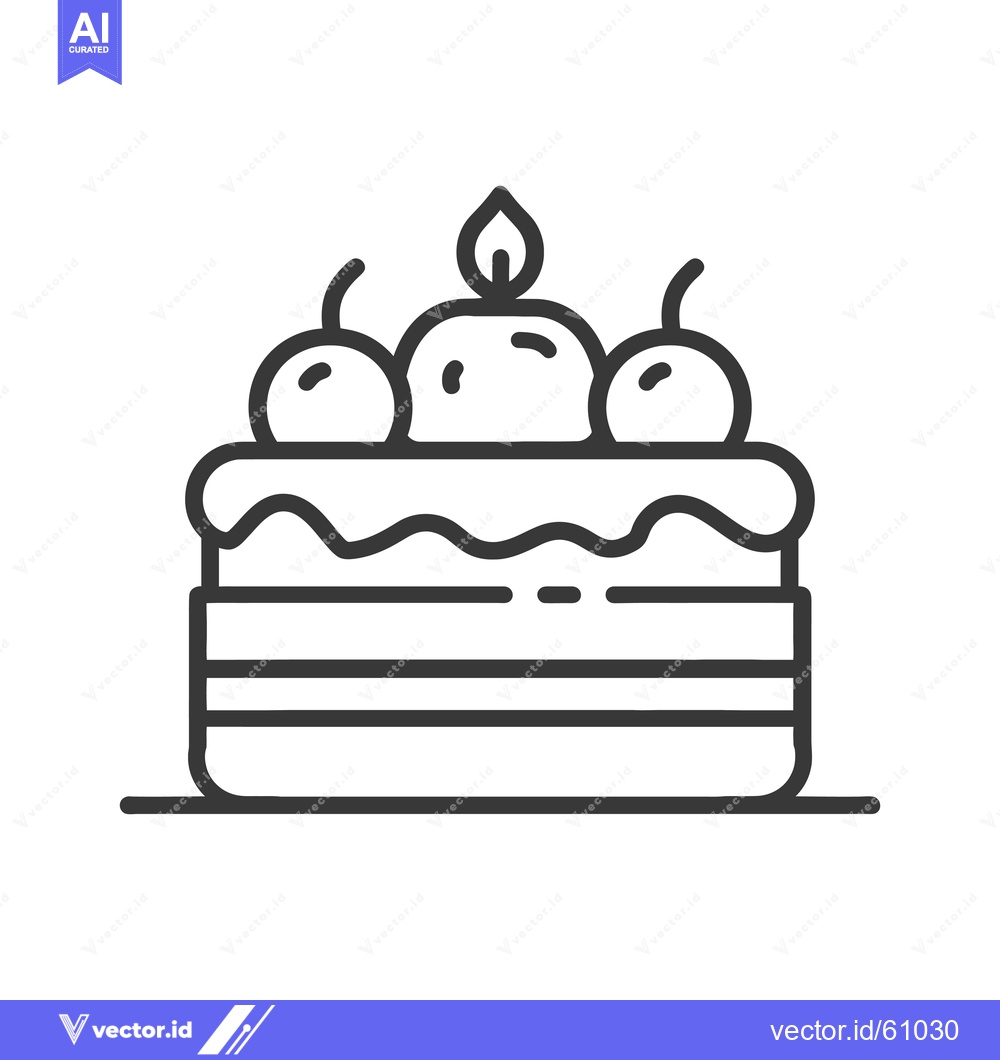 Premium Vector of Layered Cake Decorated With Cherries And A Candle