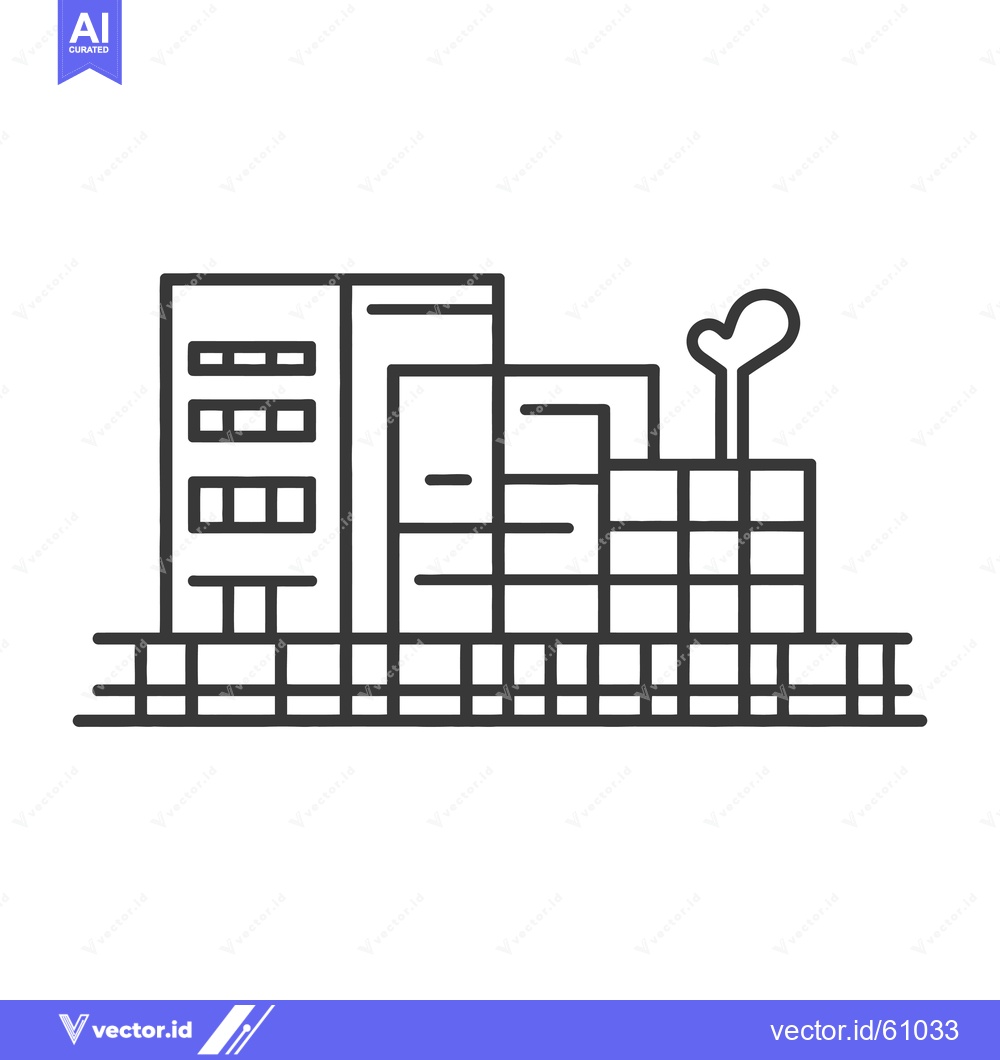 Premium Vector of Modern Building Near Train Tracks Cityscape Illustration