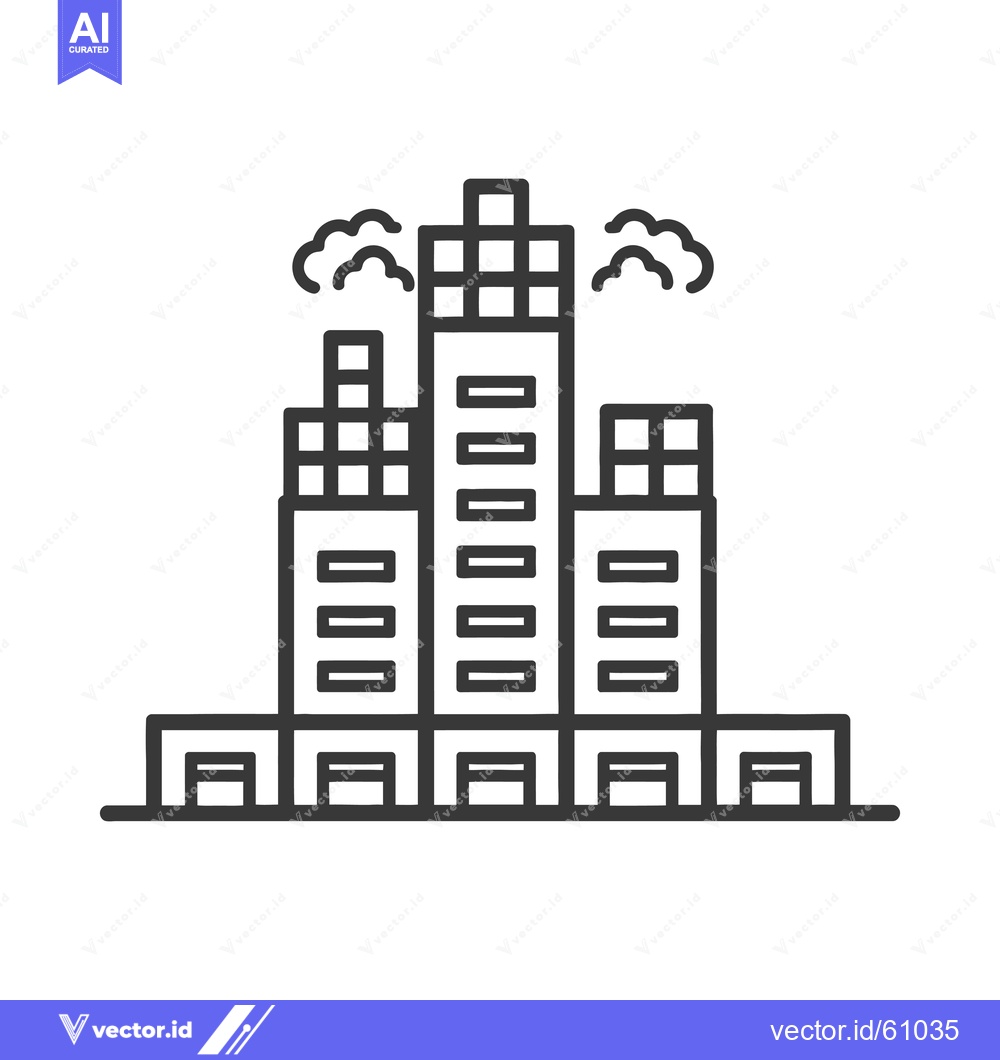 Premium Vector dari Modern City Building Complex With Smoke Stacks