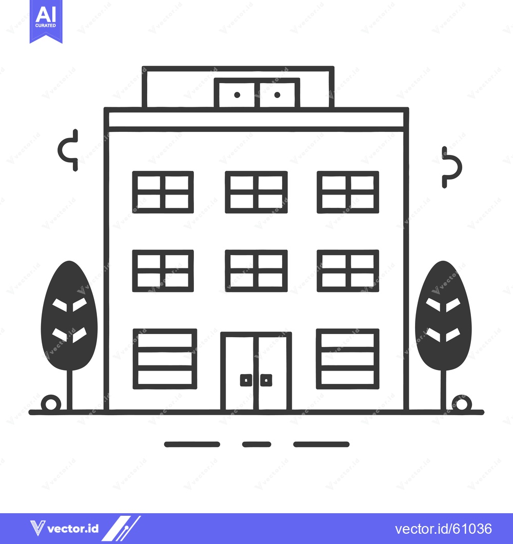 Premium Vector dari Simple Line Drawing Of A Multi Story Building