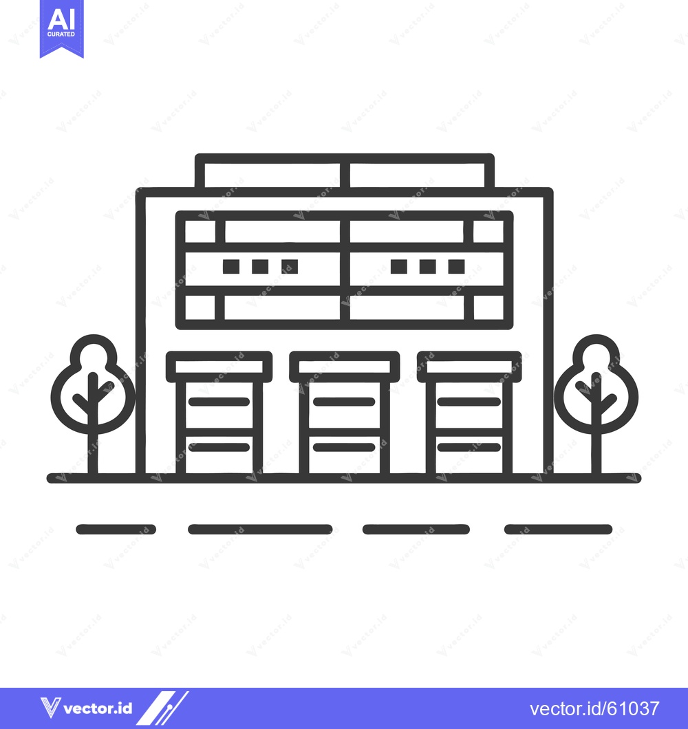 Premium Vector dari Modern Warehouse Building With Three Loading Docks And Trees