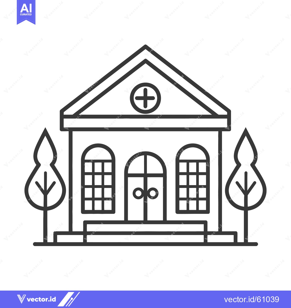 Premium Vector dari Simple Line Drawing of a Hospital Building