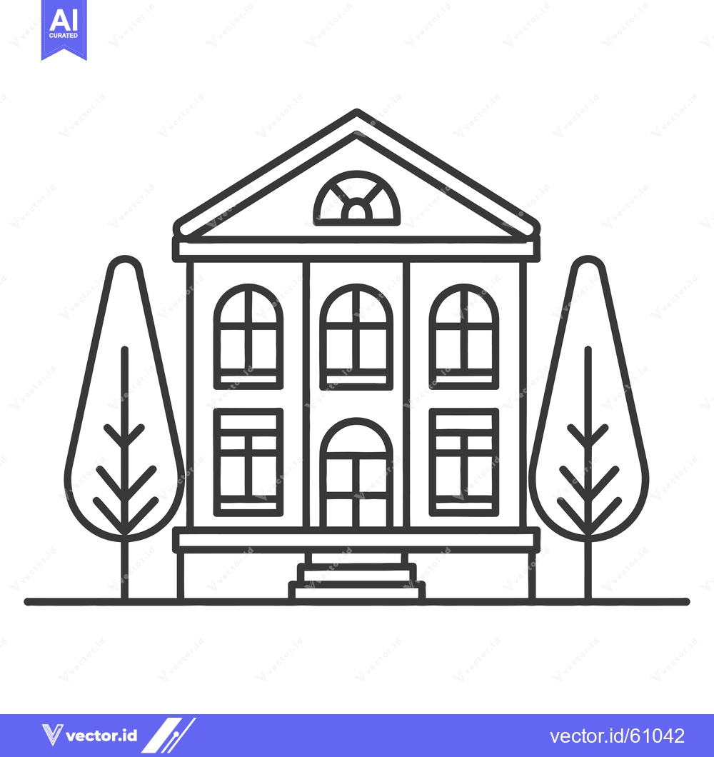 Premium Vector of Classic House Design with Two Trees Flanking