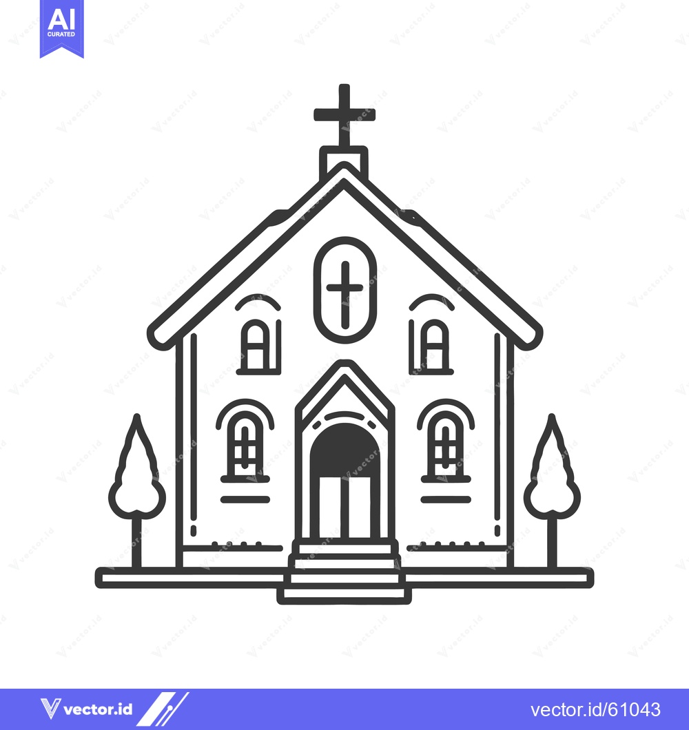 Premium Vector dari Simple Line Drawing Of A Church Building