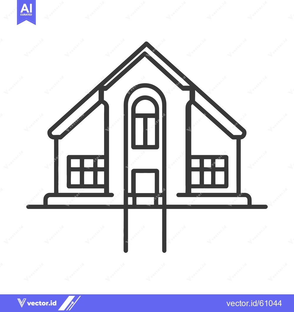 Premium Vector dari Simple Line Drawing of a Suburban House Design