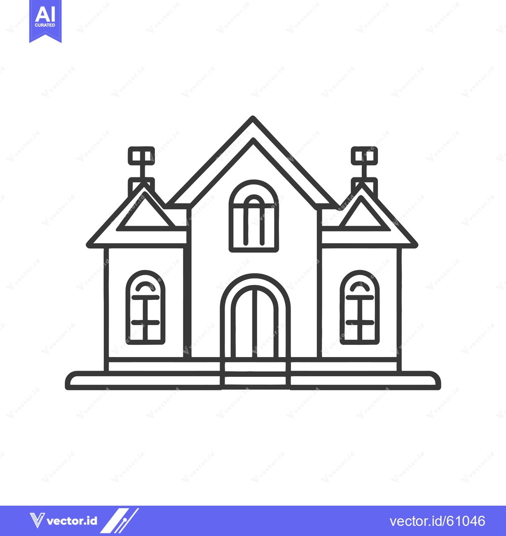 Premium Vector dari Line drawing of a symmetrical three sectioned house