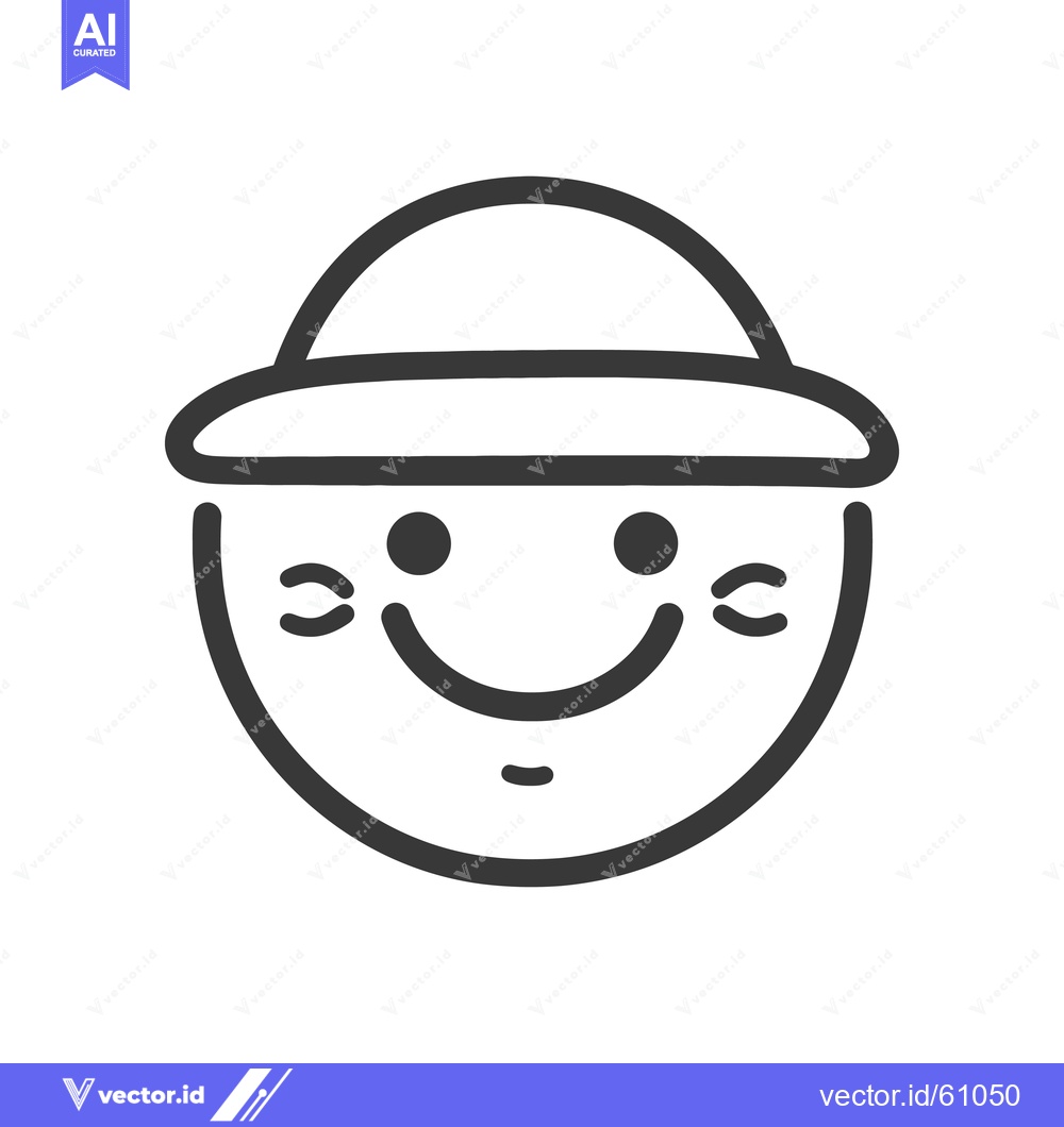 Premium Vector dari Happy Face Wearing A Wide Brimmed Hat