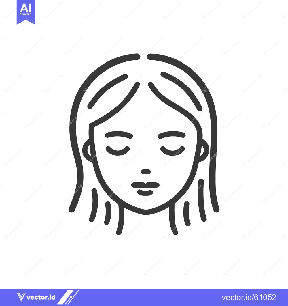 Premium Vector of Simple Line Drawing Of A Woman With Closed Eyes
