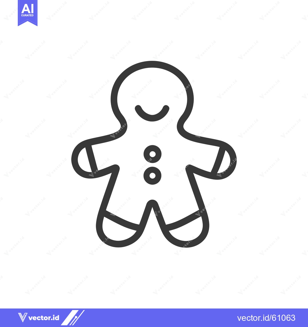 Premium Vector dari Line art illustration of a smiling gingerbread man