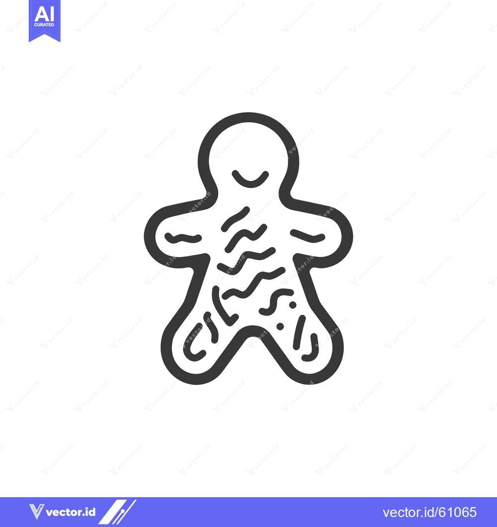 Premium Vector dari A simple line drawing of a gingerbread man cookie