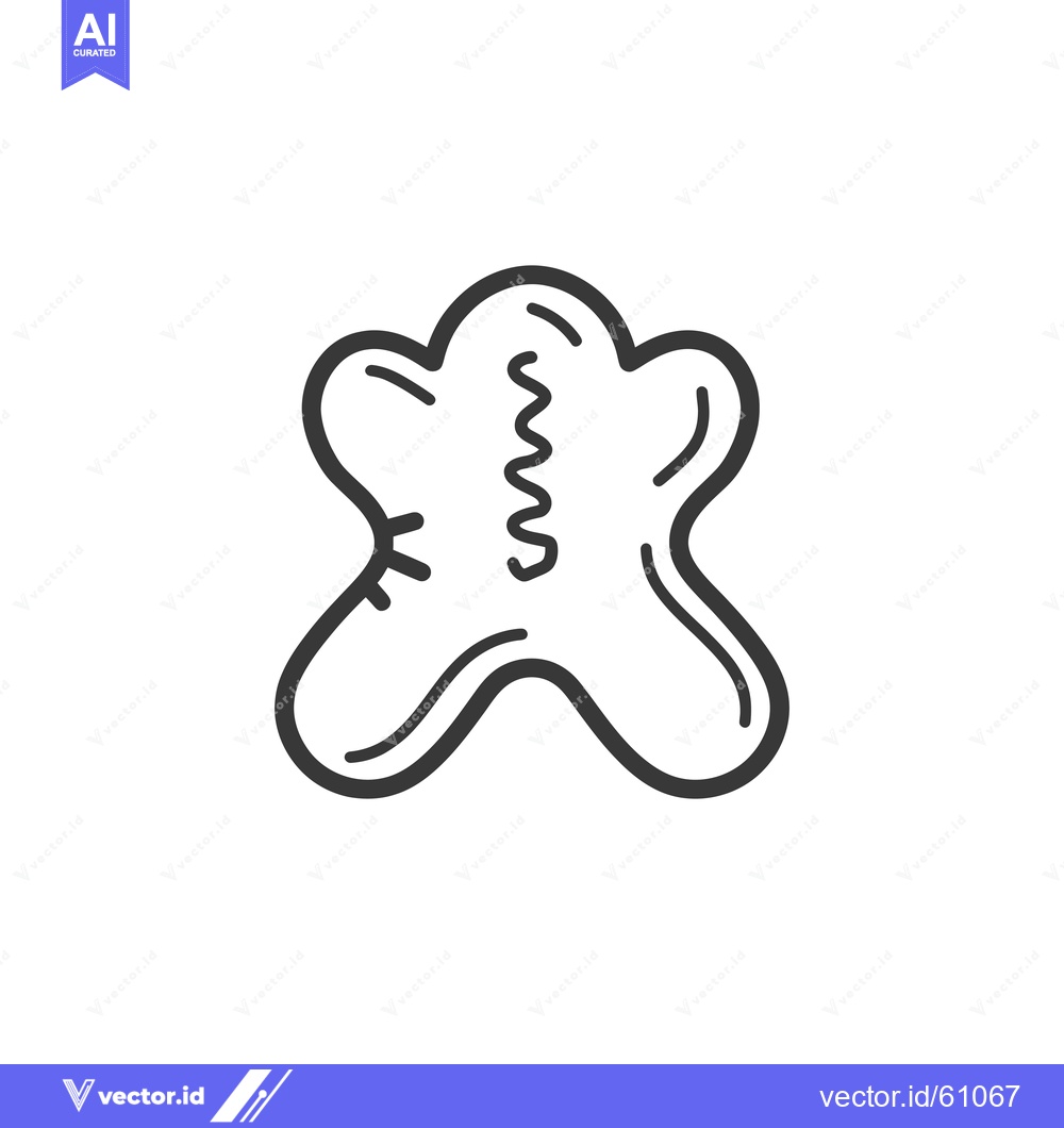 Premium Vector dari Line drawing of a gingerbread man cookie