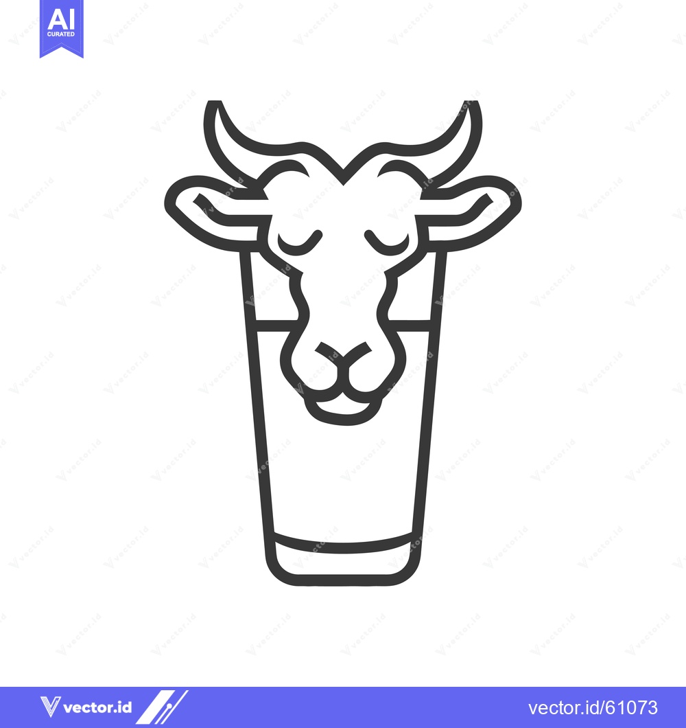 Premium Vector of Goat Head in a Glass Drinking Beverage