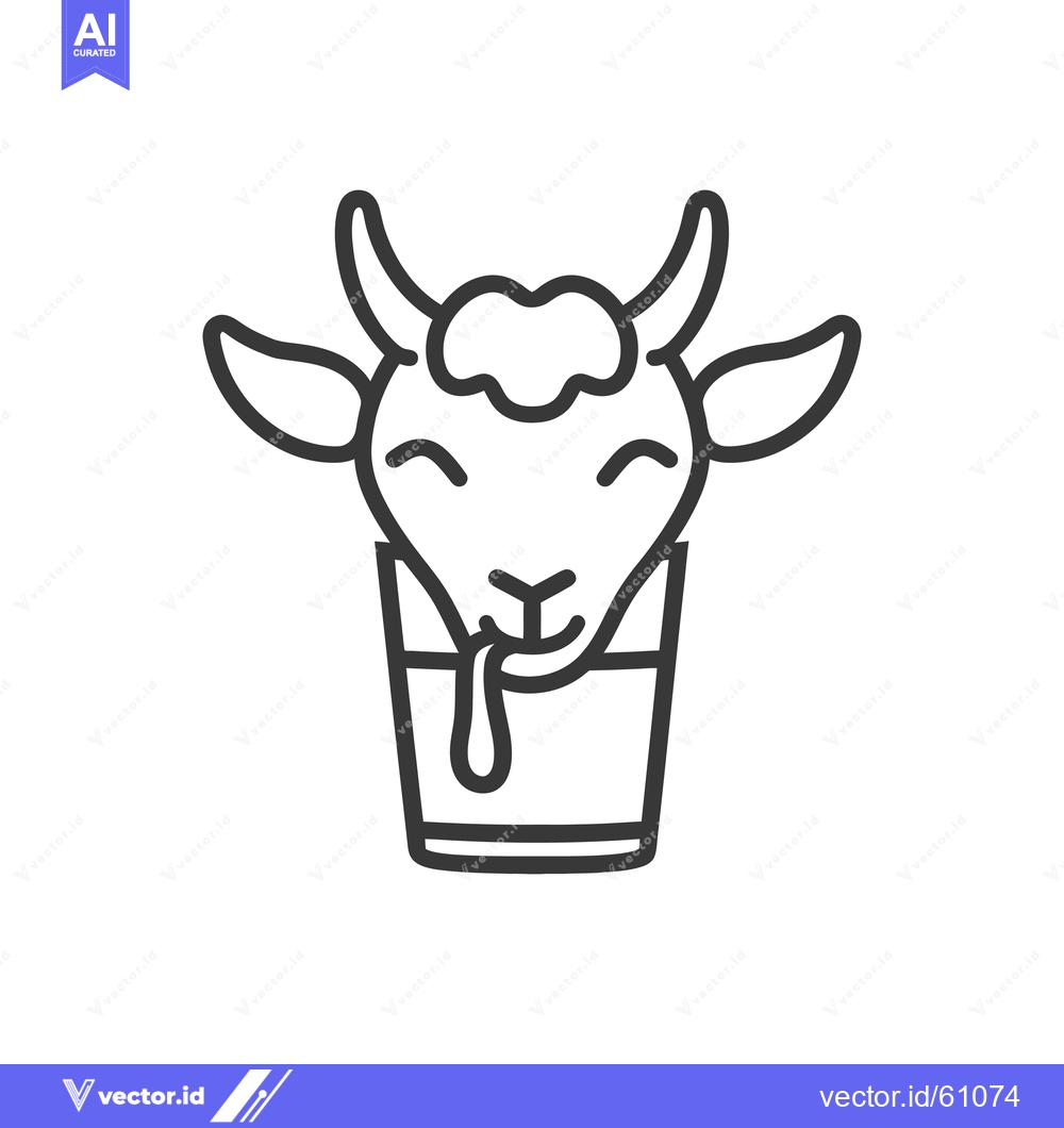 Premium Vector of Happy Goat Drinking Milk From a Glass