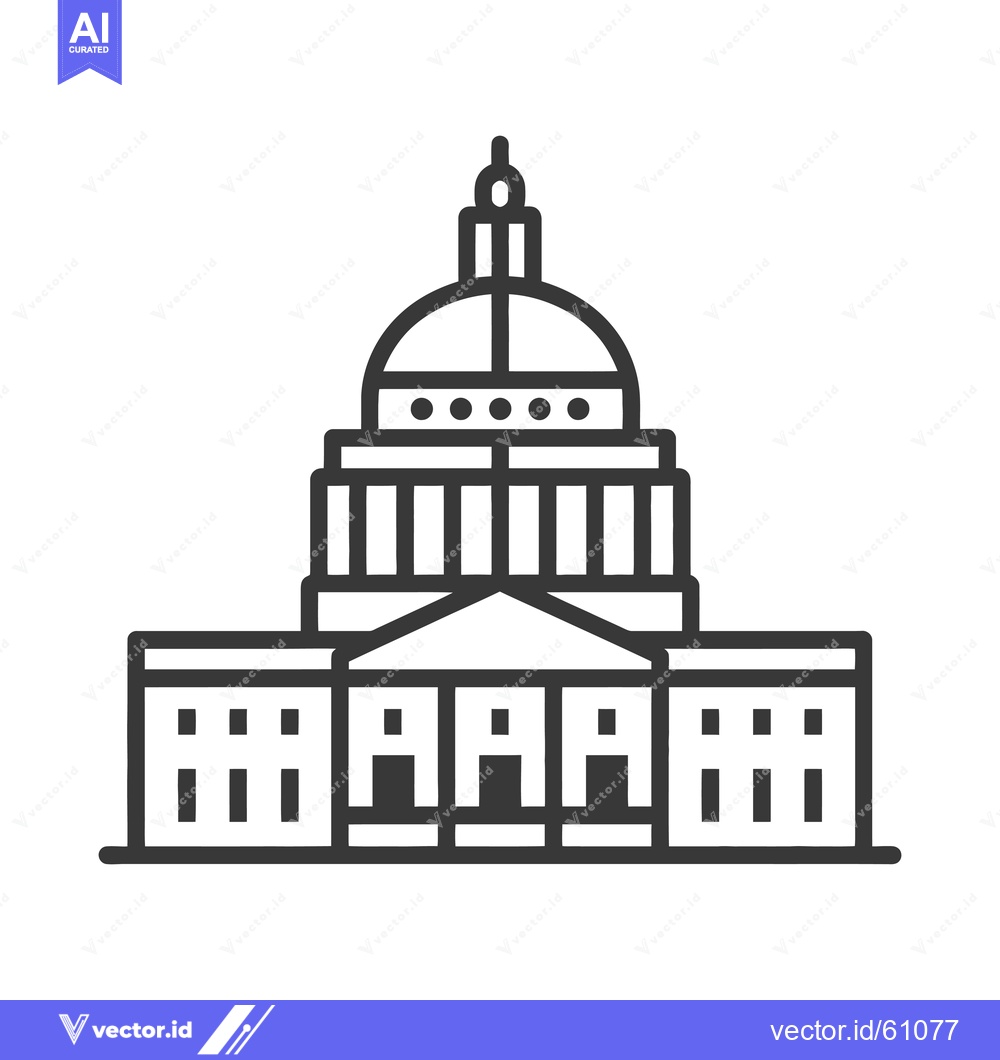 Premium Vector of Government Building Architectural Line Art Design