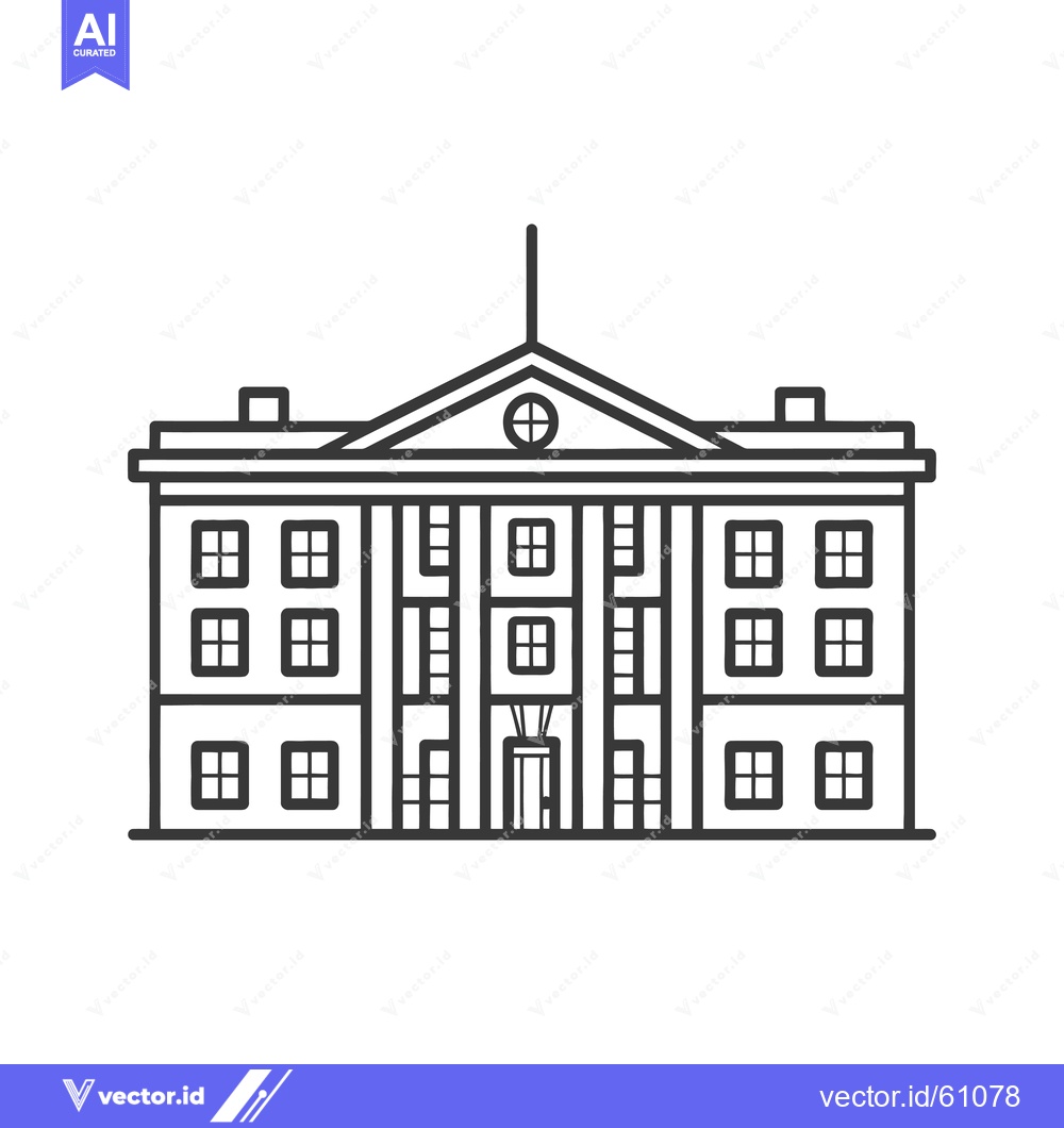 Premium Vector of Classic Building Architectural Line Drawing Design