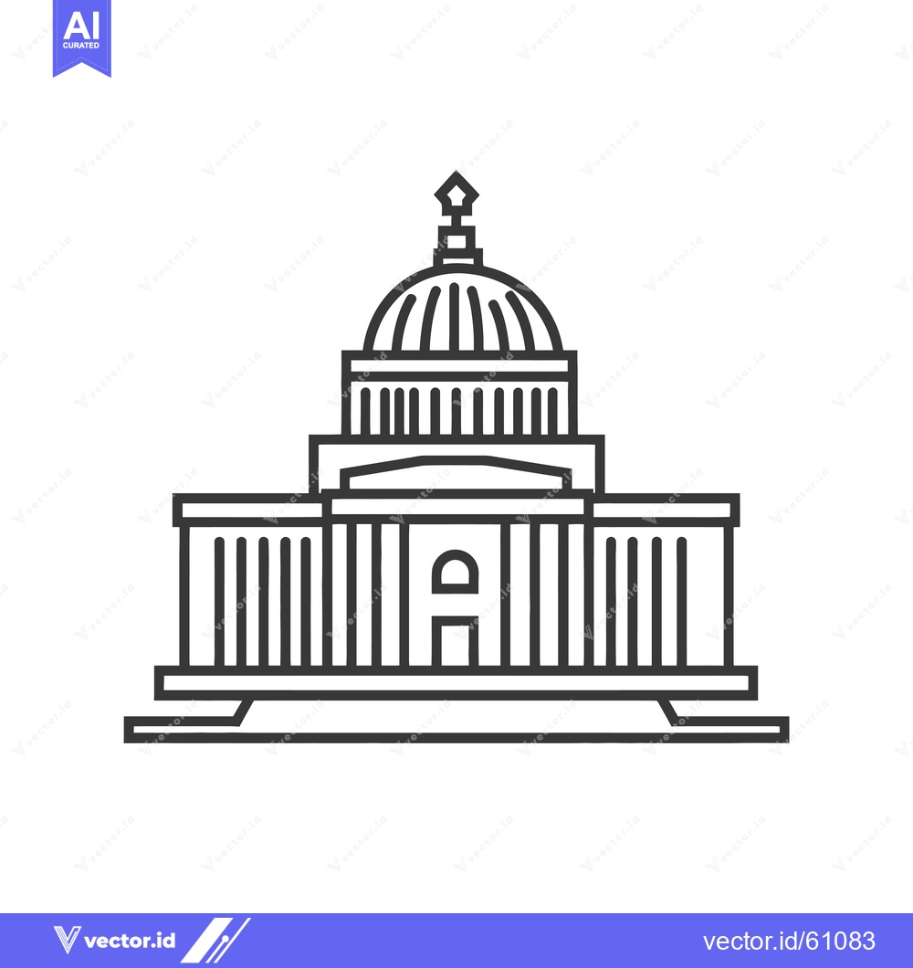 Premium Vector of Classic Government Building Line Art Design