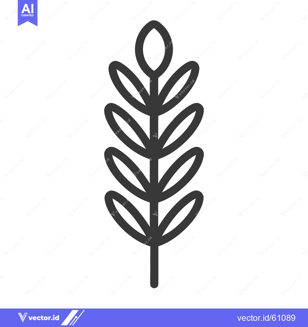 Premium Vector of Simple Line Drawing of a Sprig of Leaves