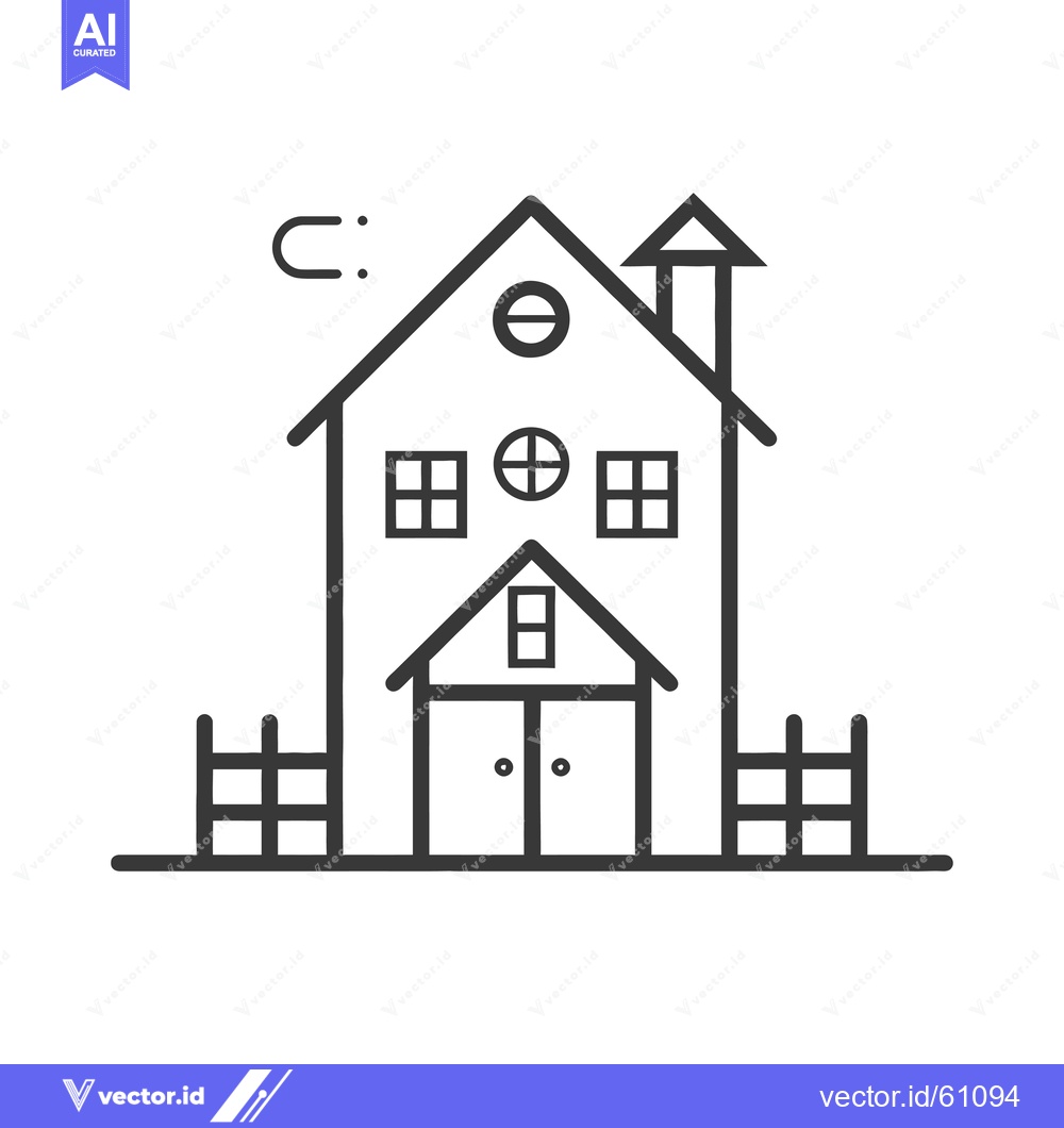Premium Vector of Simple Line Drawing Of A House With Fences